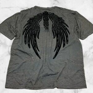 Men's Rebel Spirit Charcoal Grey | Black | White Burnout S/S Tee Shirt NWT